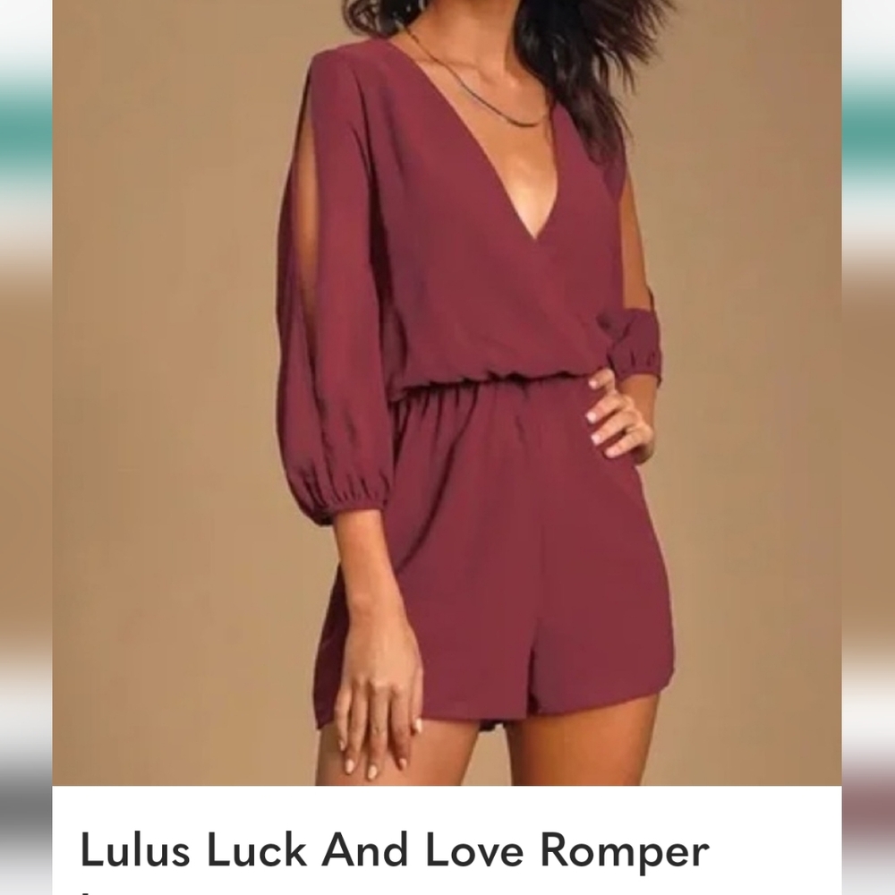 Lulu's Plum Split-Sleeve V-Neck Romper